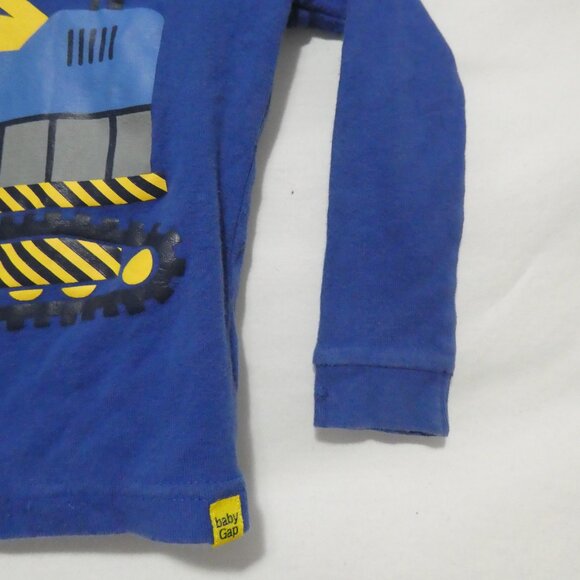 BABY GAP - size 2T | Blue Long Sleeve Shirt | Excavator Print Front and Sleeve - Picture 8 of 14